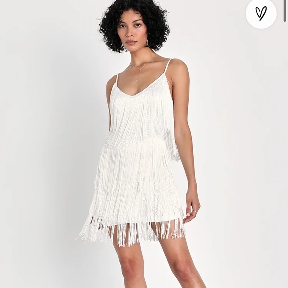 Lulus Dresses & Skirts - NWOT Lulus Get in the Groove White Sequin Fringe Bodycon Dress